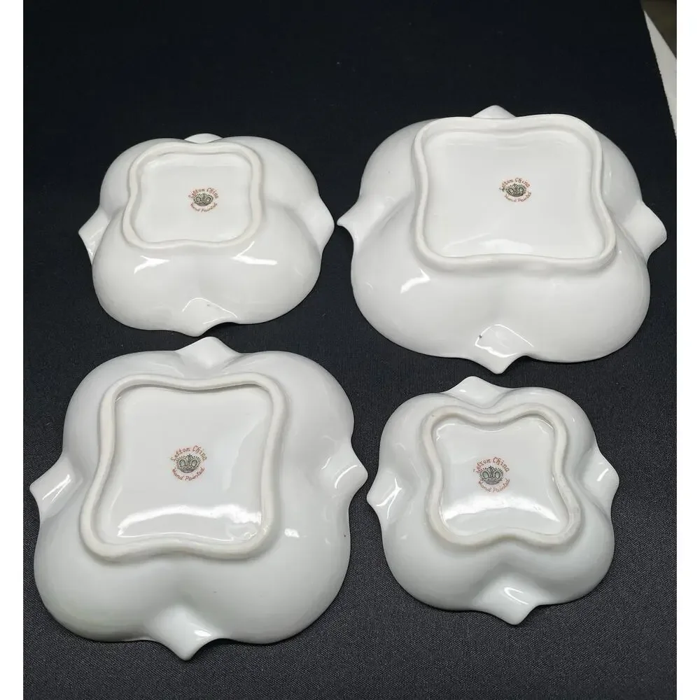 Vintage 1946-52 Lefton China Stacking Nesting Trinket Dishes Set of 4 Rare Find!